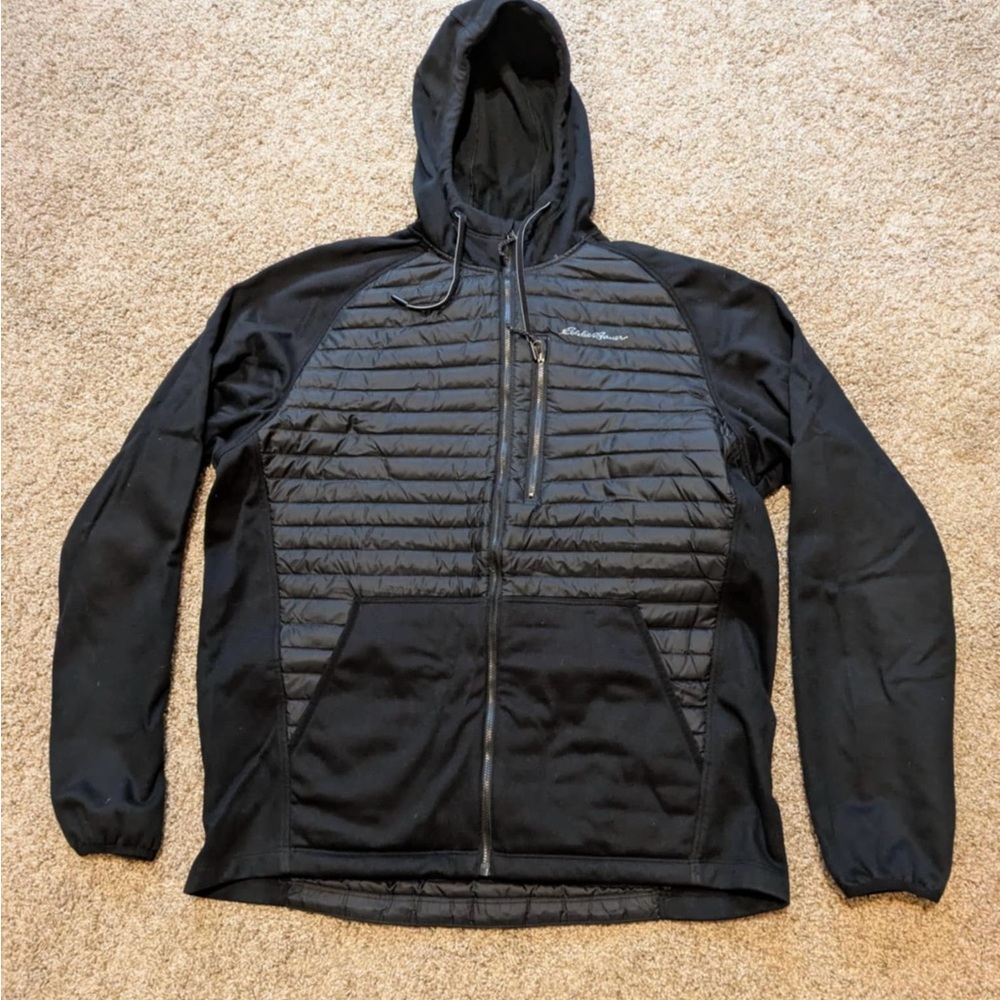Eddie Bauer Hybrid Down Men's Black Hooded Jacket